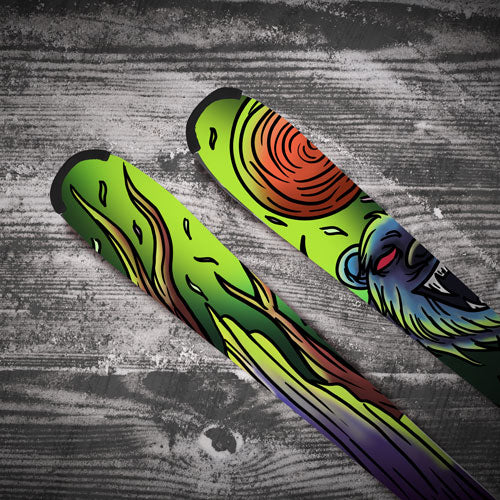 Custom Ski Wraps - Green Bear