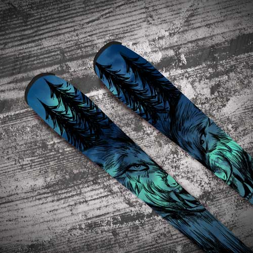Custom Ski Wraps - Stormy Wolf