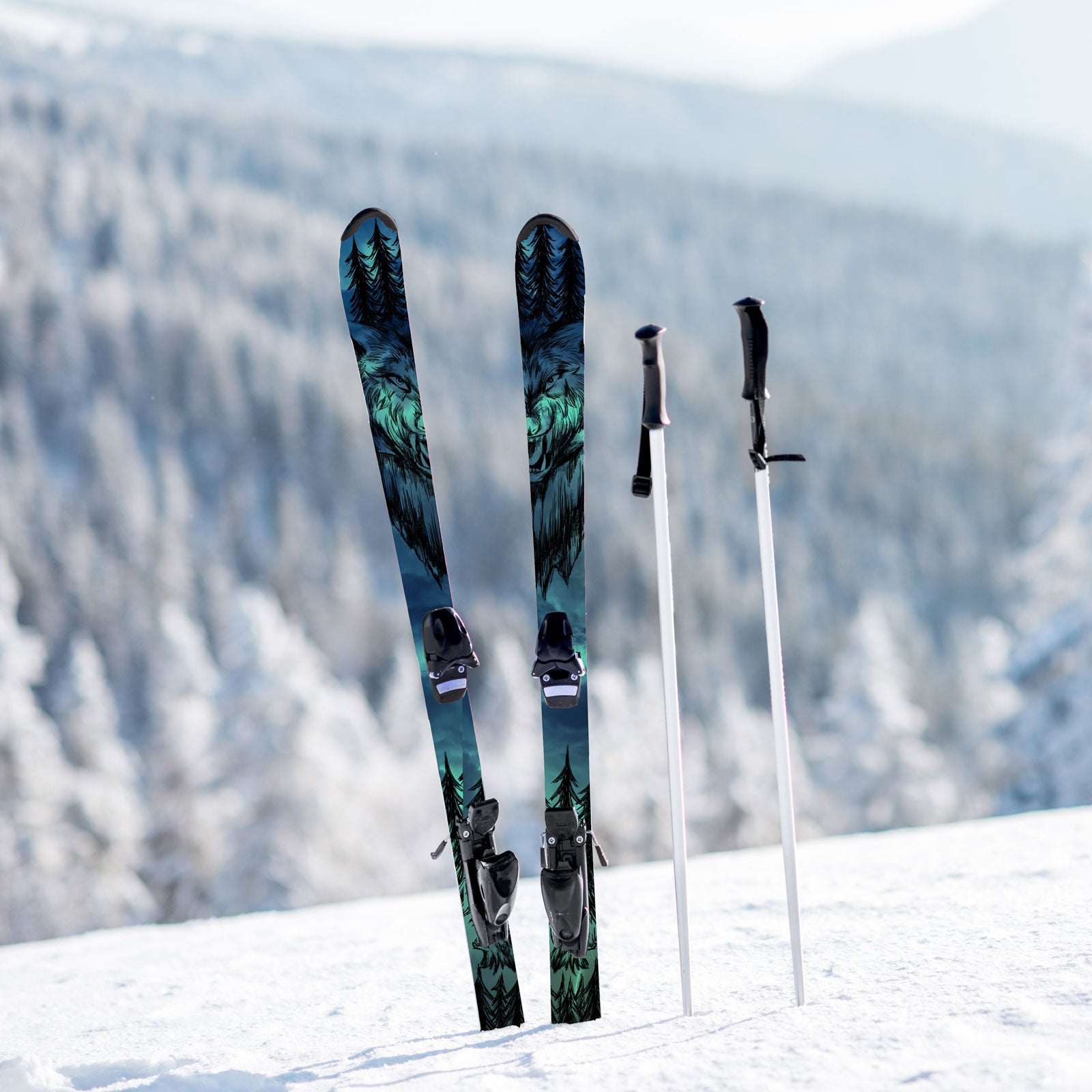 Custom Ski Wraps - Stormy Wolf