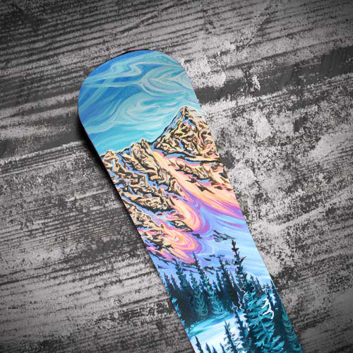 Custom Snowboard Wraps - Big Sky - designed by Ella Kazyuk Designs