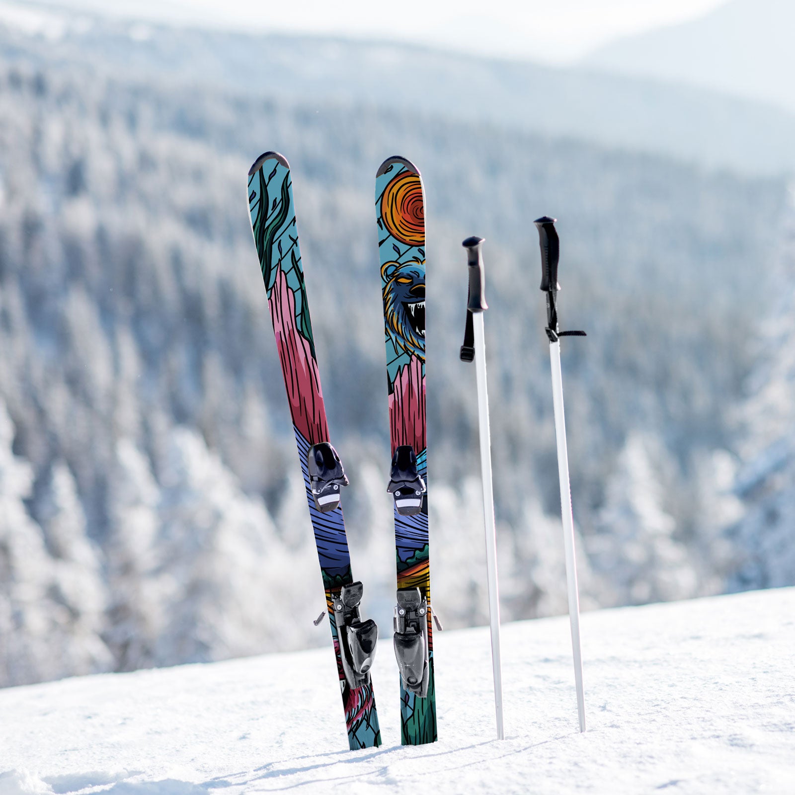 Custom Ski Wraps - Blue Bear