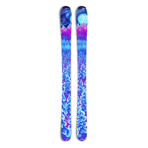 This ski wrap is custom designed by Ella Kazyuk Designs. Raised in the mountains of California, Nevada, and Washington, Ella has a deep and fiery passion for the outdoors. She now lives in Bozeman and has rediscovered a connection with the mountains that she lost under the pressures of competitive Nordic skiing. Namely, her passion for art has flourished over the last few years.